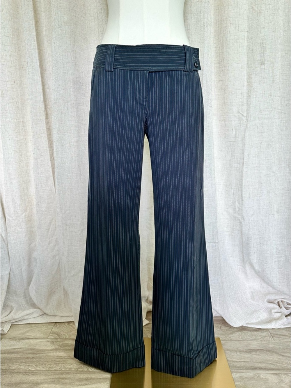 Y2K Pinstripe Wide-Leg Low Rose Pants